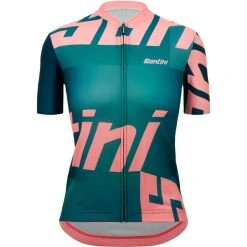 SANTINI KARMA LOGO Women's Short-Sleeved Jersey Green/Pink 2023