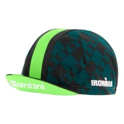 Santini Vis Ironman Cap Black Green -Cycling Clothing Santini st 9i460cotvis vf 005