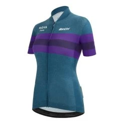 Santini Nova Eroica Opera Full Zip Gravel Kit Blue Black Women -Cycling Clothing Santini st er940l75copera te 002 1