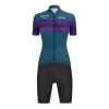 Santini Nova Eroica Opera Full Zip Gravel Kit Blue Black Women -Cycling Clothing Santini st kit8 001