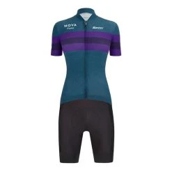 Santini Nova Eroica Opera Full Zip Gravel Kit Blue Black Women